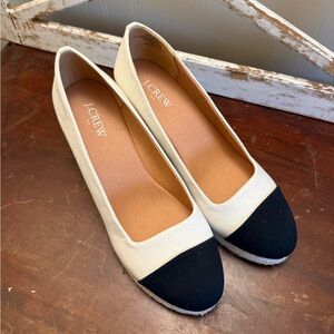 J. Crew Two-Tone Canvas Cap-Toe Pumps in Cream and Black